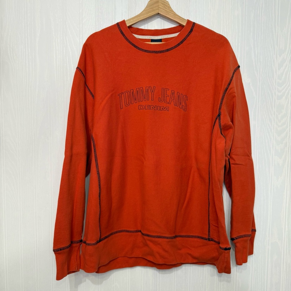 Y2K Vintage Tommy Jeans Orange Crewneck sweatshirt size XL